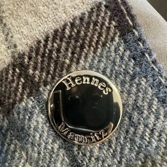 H&M Plaid Shacket Jacket Womens Large Beige Gray Button Front Flannel Coat - Picture 8 of 8